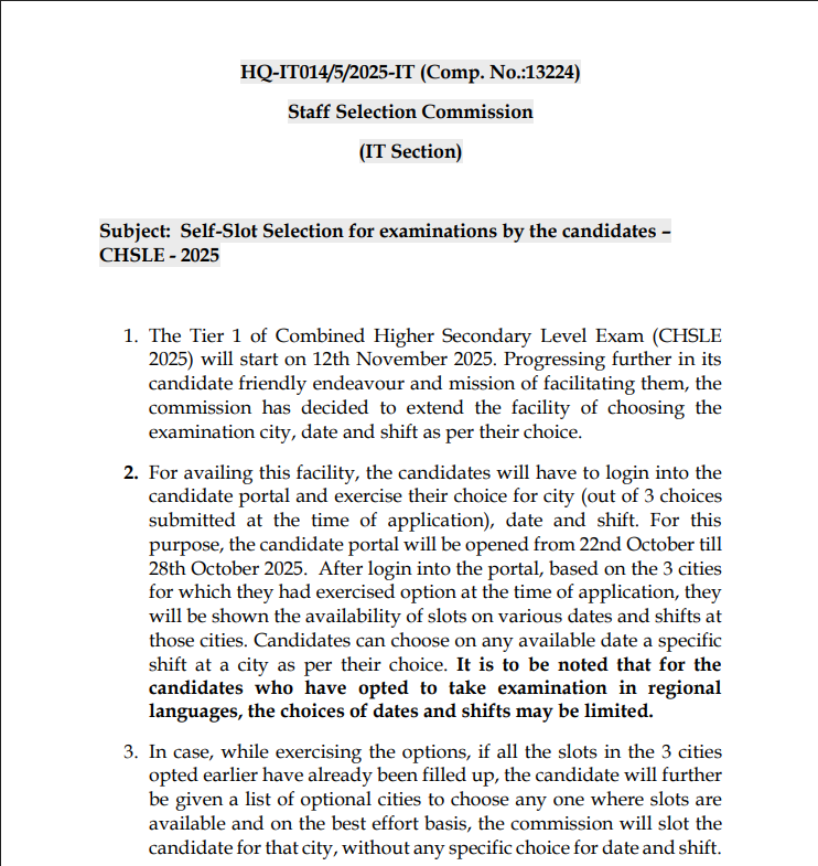 SSC CHSL Exam Date 2025